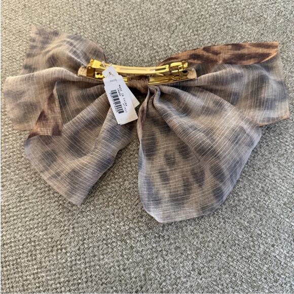 J. Crew brown, leopard Sheer bow hair clip barrette - Picture 3 of 6